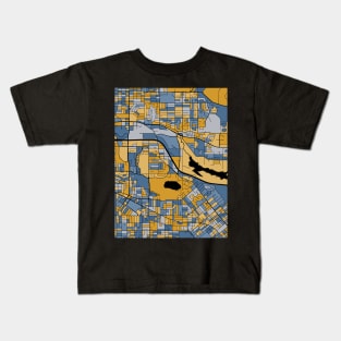 Burnaby Map Pattern in Blue & Gold Kids T-Shirt